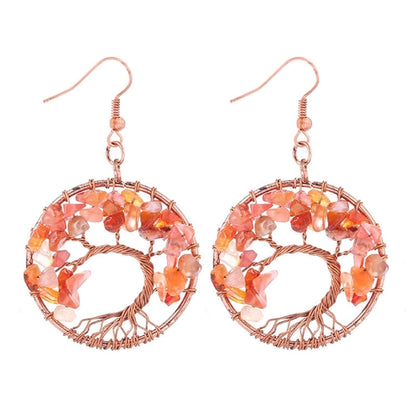 1 Pair Minimalist Leaf Natural Stone Copper Drop Earrings