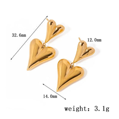 1 Pair Sweet Minimalist Heart Shape Bow Knot Shell Plating Titanium Steel Drop Earrings