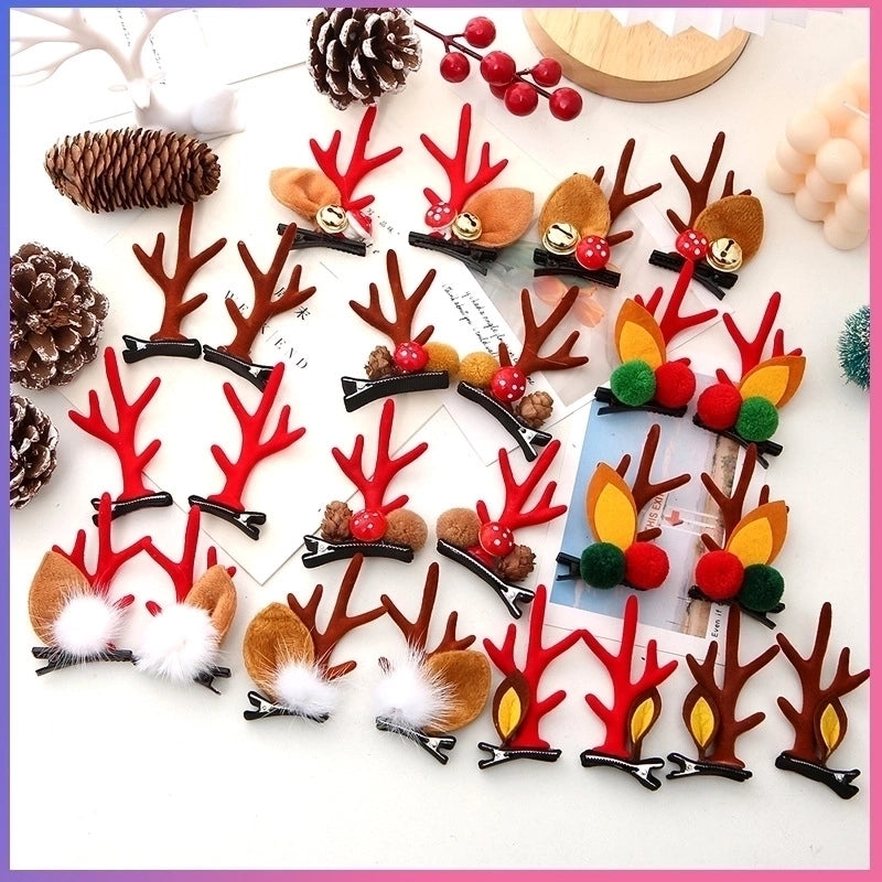 Christmas Cute Antlers Plastic Cloth Flannel Party Hairpin