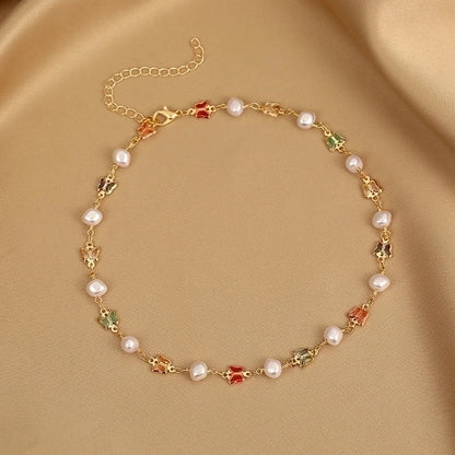 2 Pieces Fashion Devil\'s Eye Butterfly Beaded Copper Gold Plated Necklace In Bulk