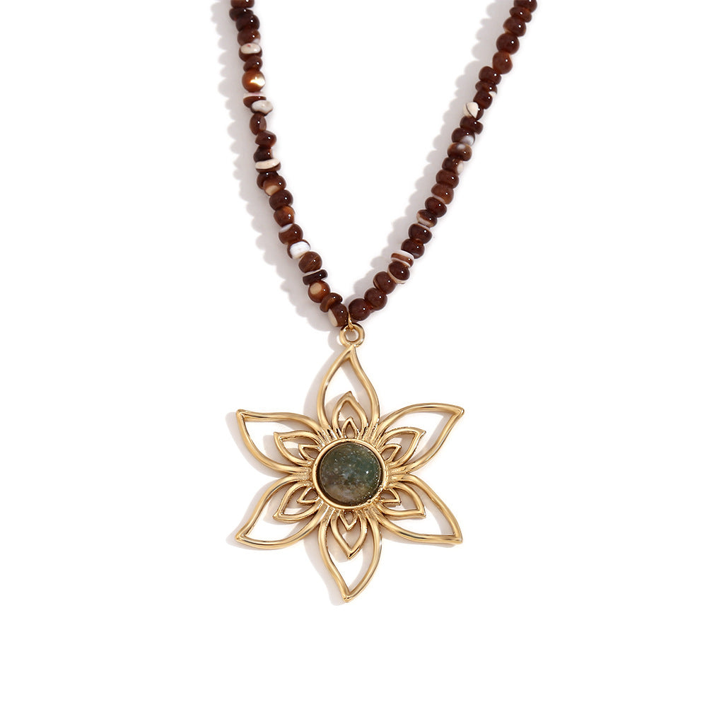 Fashion Petal Flower Stainless Steel Electroplating Necklaces