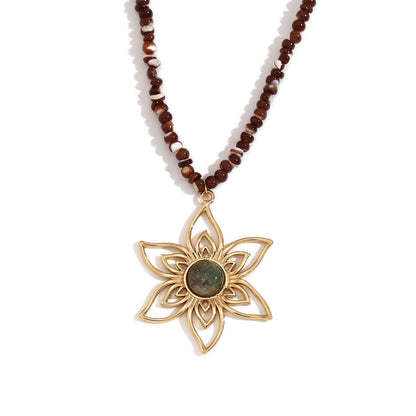 Fashion Petal Flower Stainless Steel Electroplating Necklaces