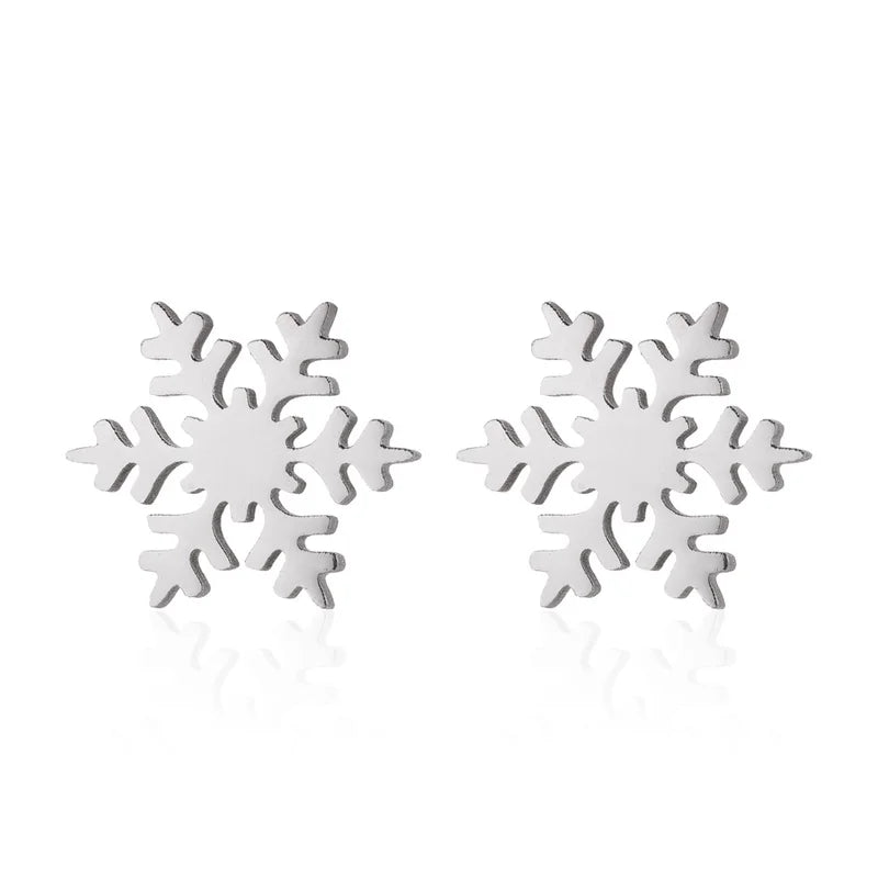 1 Pair Fashion Snowflake Plating 304 Stainless Steel 18K Gold Plated Ear Studs