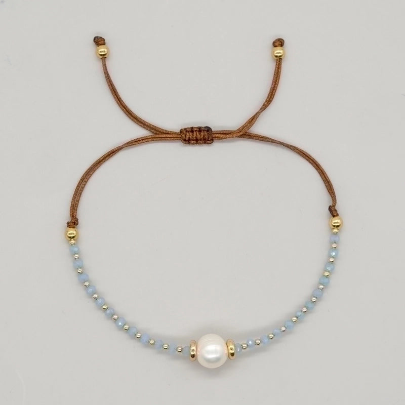 Artificial Crystal Freshwater Pearl Copper Beaded Braid Pentagram Bracelets