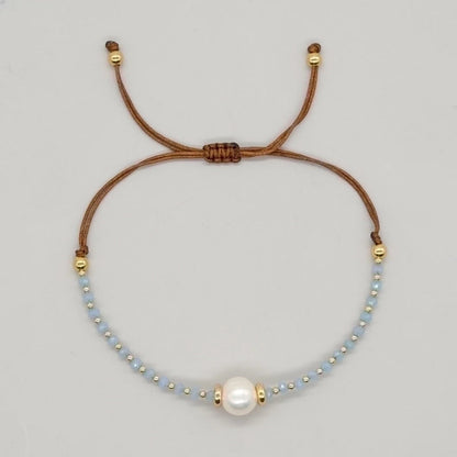 Artificial Crystal Freshwater Pearl Copper Beaded Braid Pentagram Bracelets