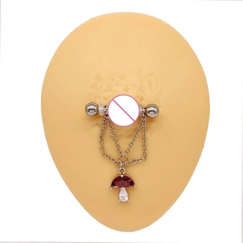 1 Piece Nipple Rings & Studs IG Style Shiny Heart Shape Flower 316L Stainless Steel Alloy Titanium Steel Epoxy Chain Inlay Resin Rhinestones Glass White Gold Plated Gold Plated