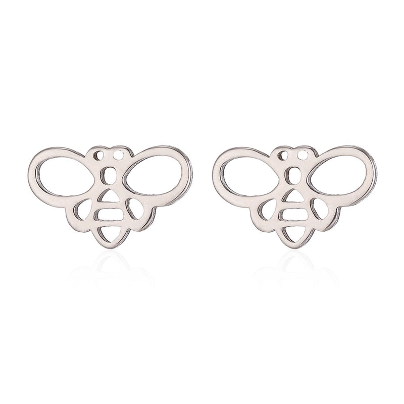 Minimalist Christmas Tree Heart Shape Elk Stainless Steel Plating Hollow Out Ear Studs 1 Pair