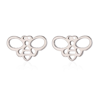 Minimalist Christmas Tree Heart Shape Elk Stainless Steel Plating Hollow Out Ear Studs 1 Pair