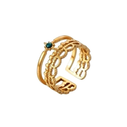 Fashion Geometric 304 Stainless Steel 18K Gold Plated Plating Open Ring