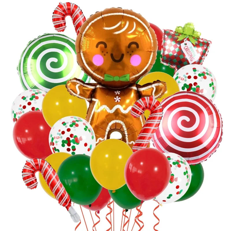 Christmas Minimalist Classic Style Color Block Aluminum Film Christmas Festival Balloons