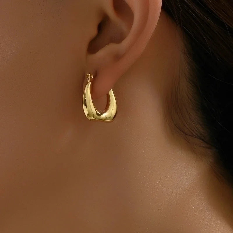 1 Pair Basic Vintage Style U Shape Plating 201 Stainless Steel 18K Gold Plated Hoop Earrings