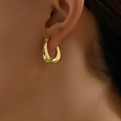 1 Pair Basic Vintage Style U Shape Plating 201 Stainless Steel 18K Gold Plated Hoop Earrings
