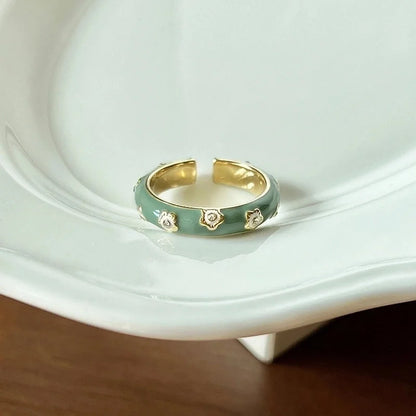 Copper Inlay Animal Artificial Pearls Artificial Diamond Copper Rings