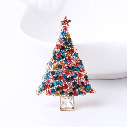 Fashion Pin Christmas Tree Alloy Inlay Rhinestones Women'S Brooches