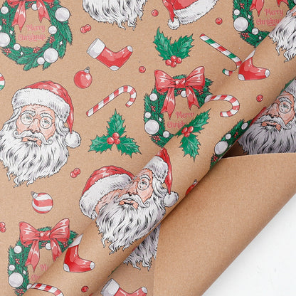 Christmas Gift Gift Box Wrapping Paper Brown Kraft Paper Uv Printing Environmentally Friendly Christmas Wrapping Paper Set
