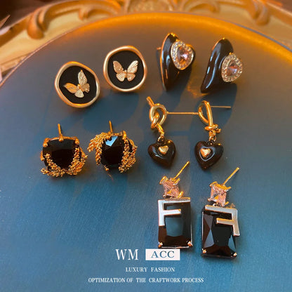 Moderate Luxury Heart Heart Metal Oil Dripping Earrings