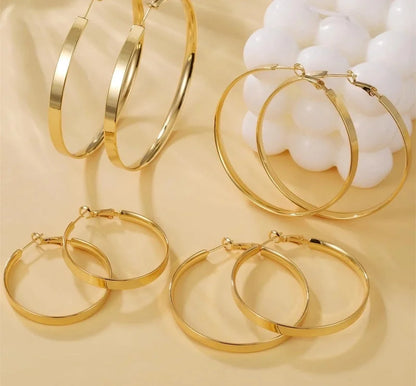 1 Pair Exaggerated Streetwear Solid Color Brass 14K Gold Plated Hoop Earrings