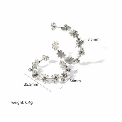 1 Pair Elegant Retro Flower Petal 304 Stainless Steel Drop Earrings