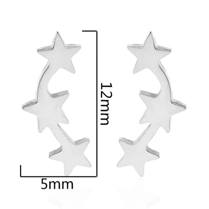 Minimalist Triangle Moon Coconut Tree Stainless Steel Asymmetrical Plating Ear Studs 1 Pair