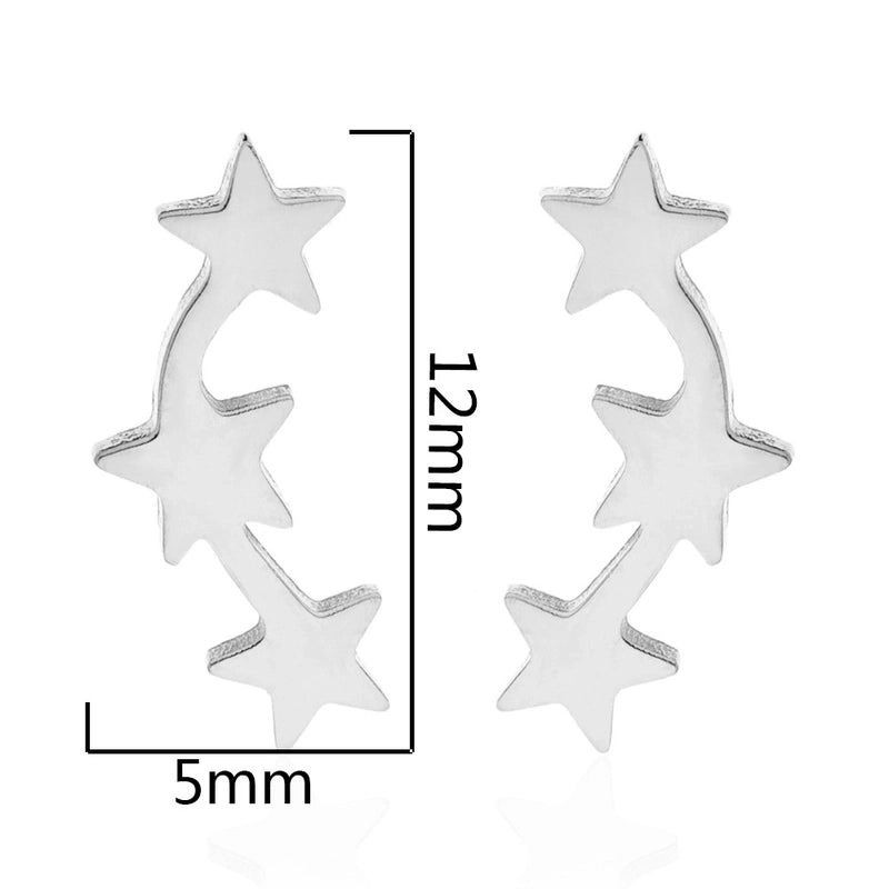 Minimalist Triangle Moon Coconut Tree Stainless Steel Asymmetrical Plating Ear Studs 1 Pair