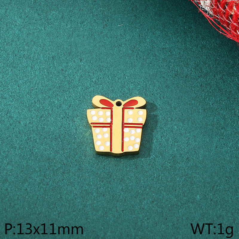 Diy Christmas Elements Oil Drop Stainless Steel Accessories Pendant Christmas Tree Santa Claus Snowman Reindeer