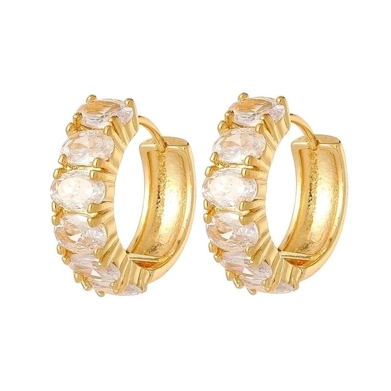 Luxurious Geometric Copper Zircon Gold Plated Hoop Earrings