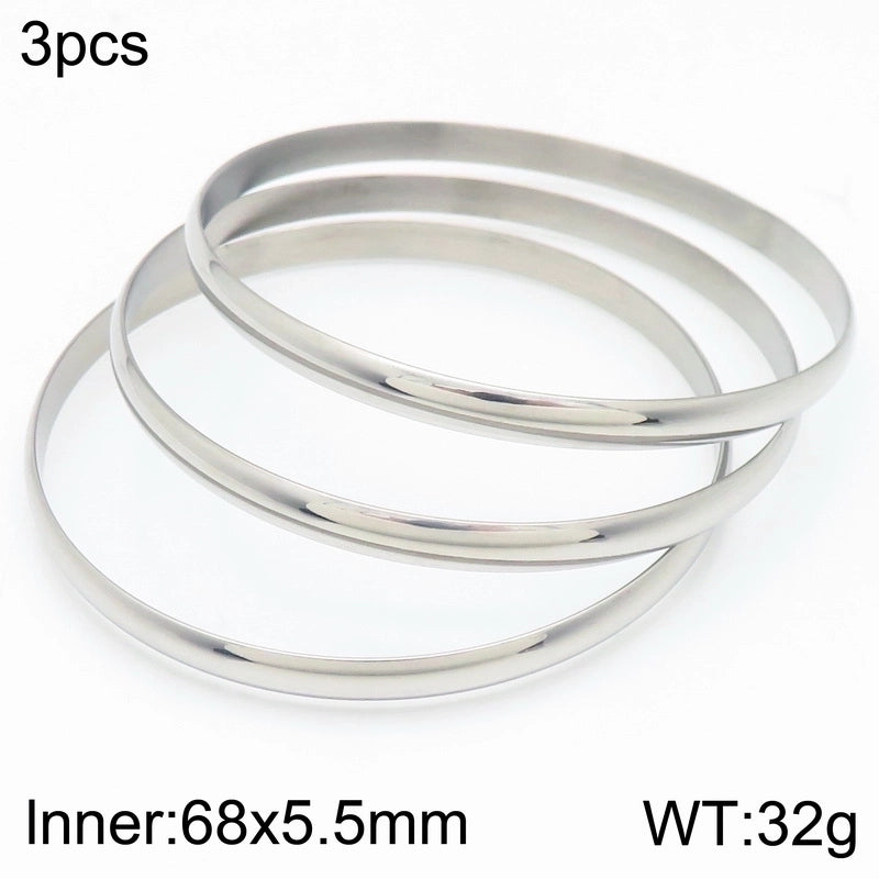 Minimalist Round Stainless Steel 18K Gold Plated Bangle In Bulk