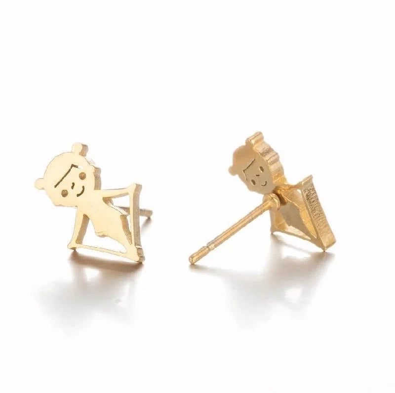 1 Pair Minimalist Solid Color Irregular Plating 304 Stainless Steel 18K Gold Plated Ear Studs