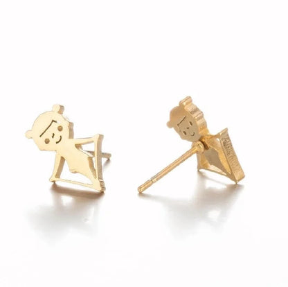 1 Pair Minimalist Solid Color Irregular Plating 304 Stainless Steel 18K Gold Plated Ear Studs
