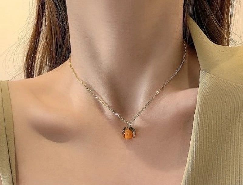 Lady Sweet Heart Shape Flower Fish Tail Imitation Pearl Alloy Inlay Rhinestones Women\'s Necklace