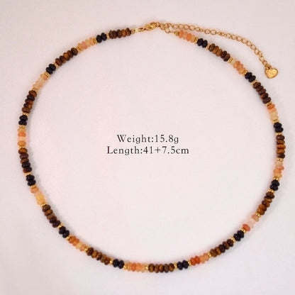 Minimalist Moon Natural Stone Titanium Steel Necklace In Bulk