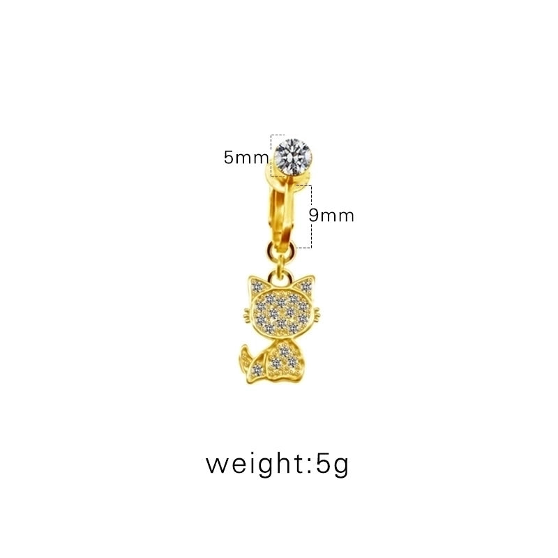 Casual Retro Minimalist Animal Starry Sky Moon Stainless Steel Alloy Copper White Gold Plated Gold Plated Rhinestones Belly Ring In Bulk