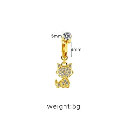 Casual Retro Minimalist Animal Starry Sky Moon Stainless Steel Alloy Copper White Gold Plated Gold Plated Rhinestones Belly Ring In Bulk