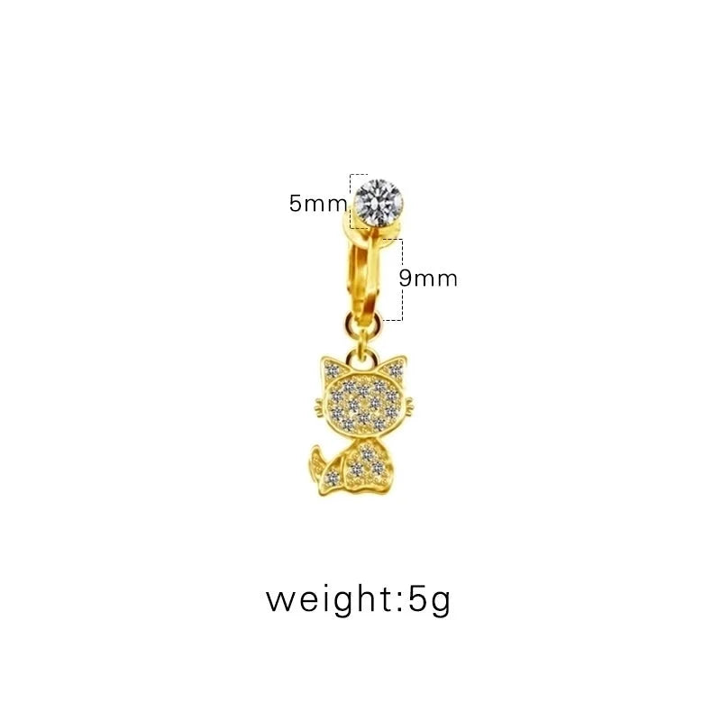 Casual Retro Minimalist Animal Starry Sky Moon Stainless Steel Alloy Copper White Gold Plated Gold Plated Rhinestones Belly Ring In Bulk