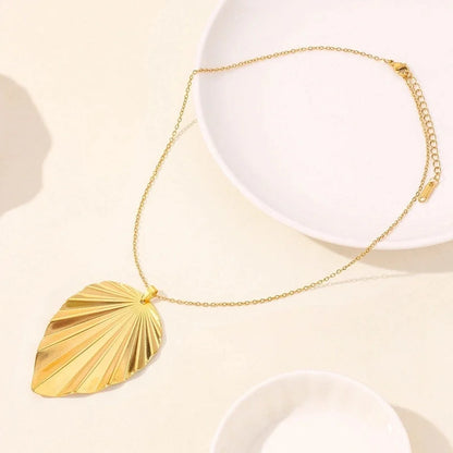 Minimalist Leaves 304 Stainless Steel Chain Pendant Necklace