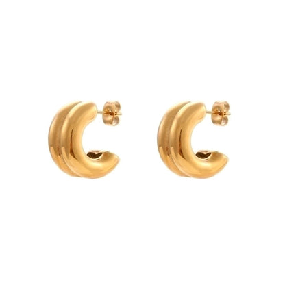 1 Pair Fashion C Shape Plating 304 Stainless Steel 18K Gold Plated Hoop Earrings