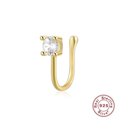 1 Piece Nose Rings & Studs Minimalist Geometric Water Droplets Flower 925 Sterling Silver Plating Inlay Zircon