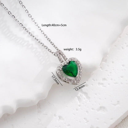 Glam Heart Shape 304 Stainless Steel Copper Zircon Inlay Earrings Necklace