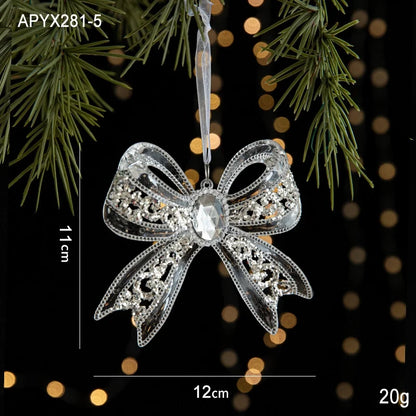Christmas Minimalist Christmas Tree Bow Knot Arylic Plastic Holiday Indoor Hanging Ornaments Decorations Hanging Ornaments