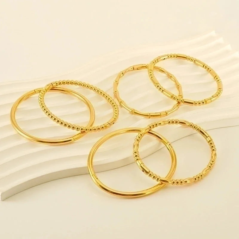 Minimalist Solid Color Stainless Steel 18K Gold Plated Titanium Steel Bangle In Bulk