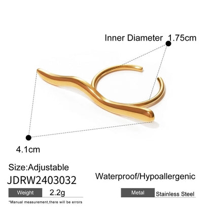 Minimalist Geometric 304 Stainless Steel 18K Gold Plated Rings