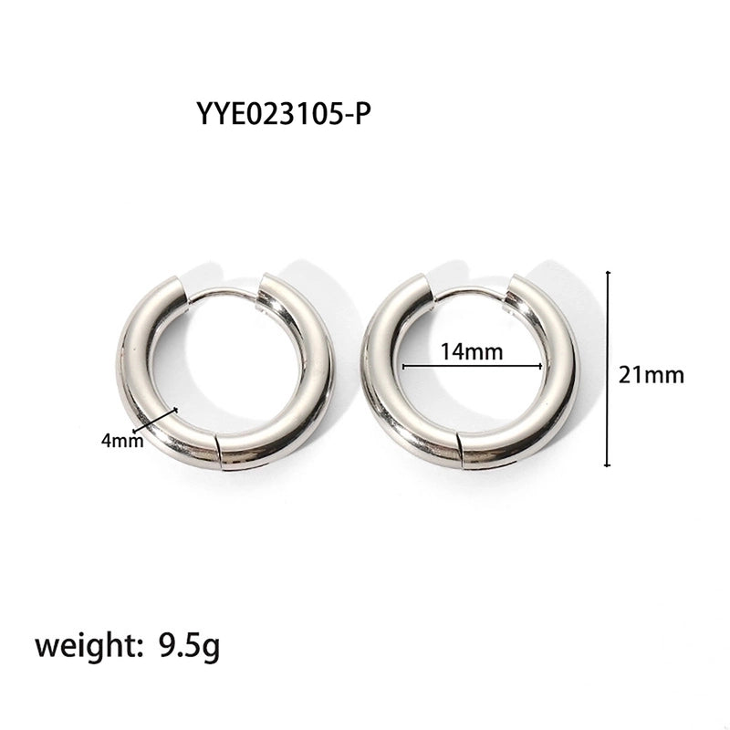 1 Pair Minimalist Round Plating 201 Stainless Steel 18K Gold Plated Hoop Earrings