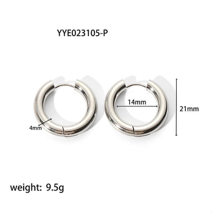 1 Pair Minimalist Round Plating 201 Stainless Steel 18K Gold Plated Hoop Earrings