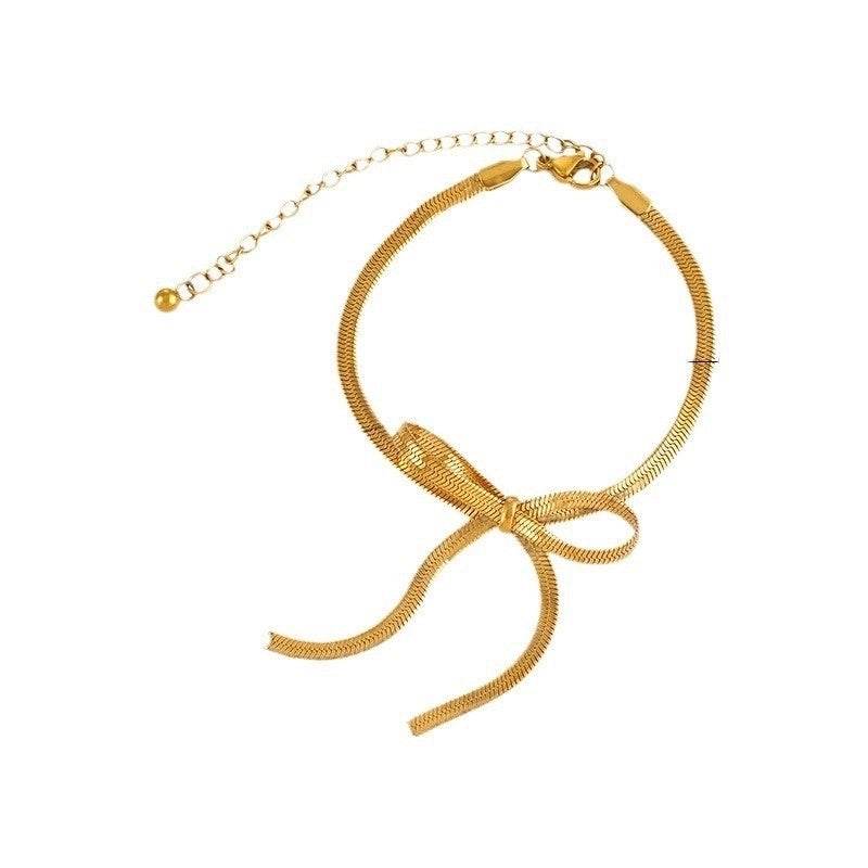 Elegant Sweet Streetwear Bow Knot Titanium Steel Plating Bracelets Earrings Necklace