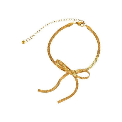 Elegant Sweet Streetwear Bow Knot Titanium Steel Plating Bracelets Earrings Necklace