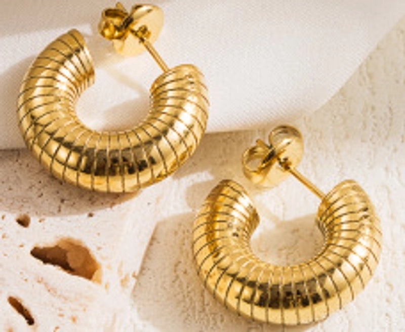 1 Pair Minimalist Geometric 304 Stainless Steel 18K Gold Plated Earrings