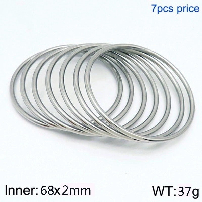 304 Stainless Steel 18K Gold Plated Minimalist Round Solid Color Bangle