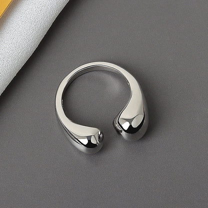 Minimalist Solid Color Alloy Plating 18K Gold Plated Women's Open Rings
