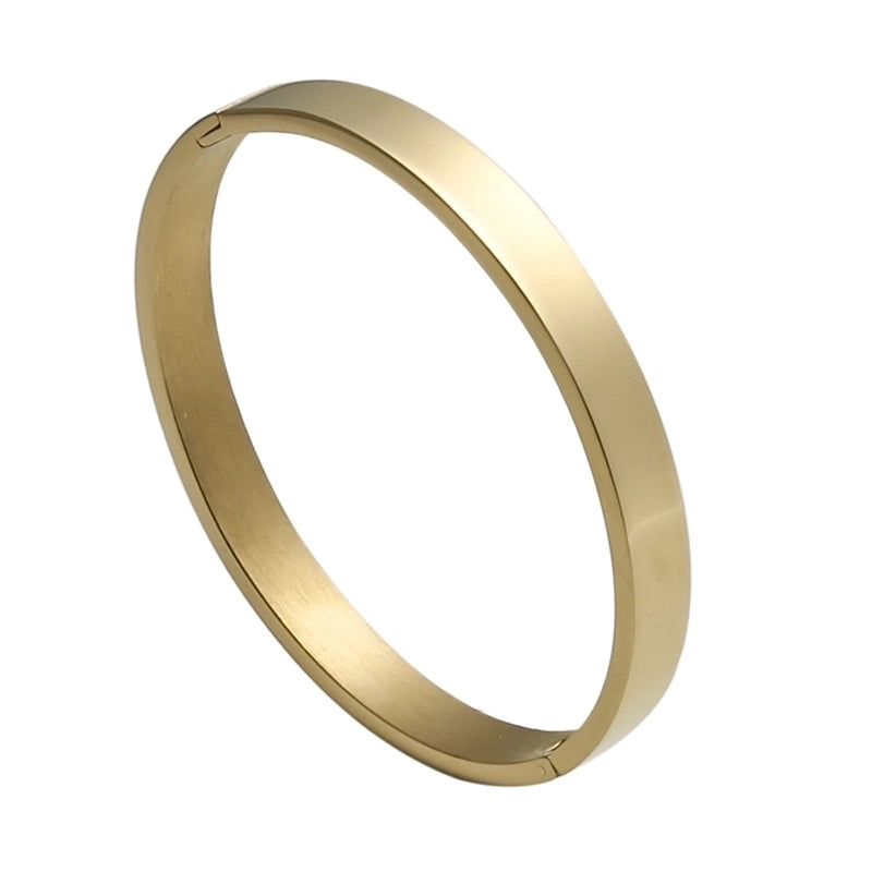 Minimalist Solid Color Stainless Steel Gold Plated Bangle In Bulk