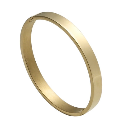 Minimalist Solid Color Stainless Steel Gold Plated Bangle In Bulk